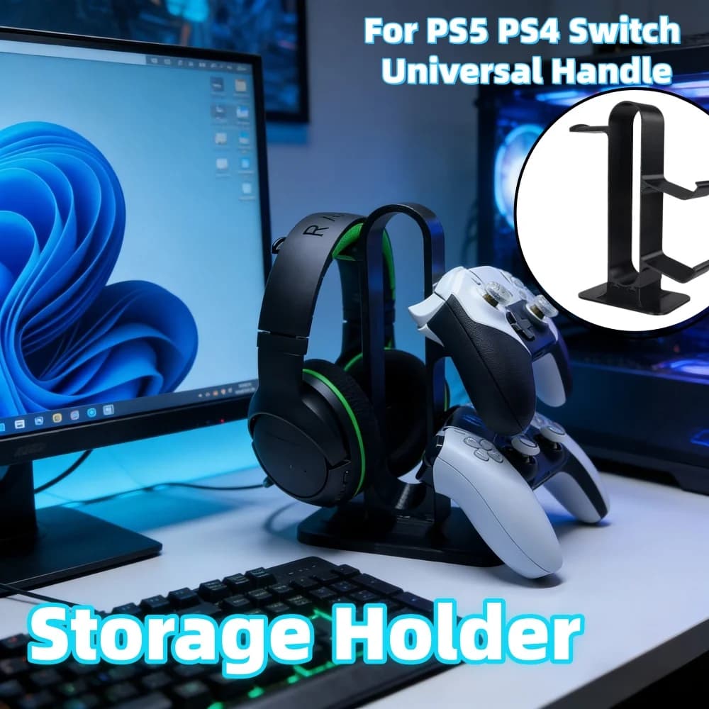 Supporto per cuffie e gamepad, espositore per cuffie, portaoggetti da scrivania per PS5, PS4, Switch, supporto universale per controller