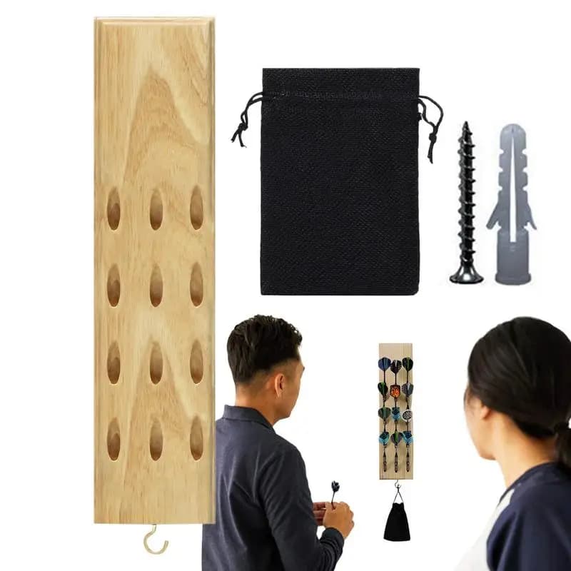 Supporto/supporto per freccette da parete in legno massello con custodia per accessori Display 4 set di freccette in acciaio/punta morbida Surround compatibile