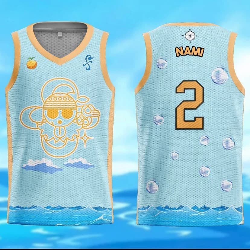 Maglia da basket Bandai "Cat Burglar" Nami One Piece Anime per adulti e bambini, gilet sportivo estivo ad asciugatura rapida, morbido, comodo e leggero