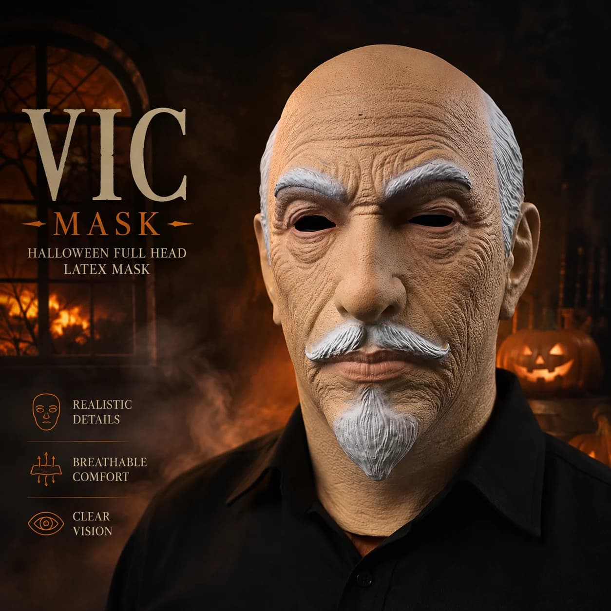 PATYGR Realistic Old Man Latex Mask – Uncle Vic Style Full Head Grandpa White Beard Halloween Costume for Cosplay Party Adult