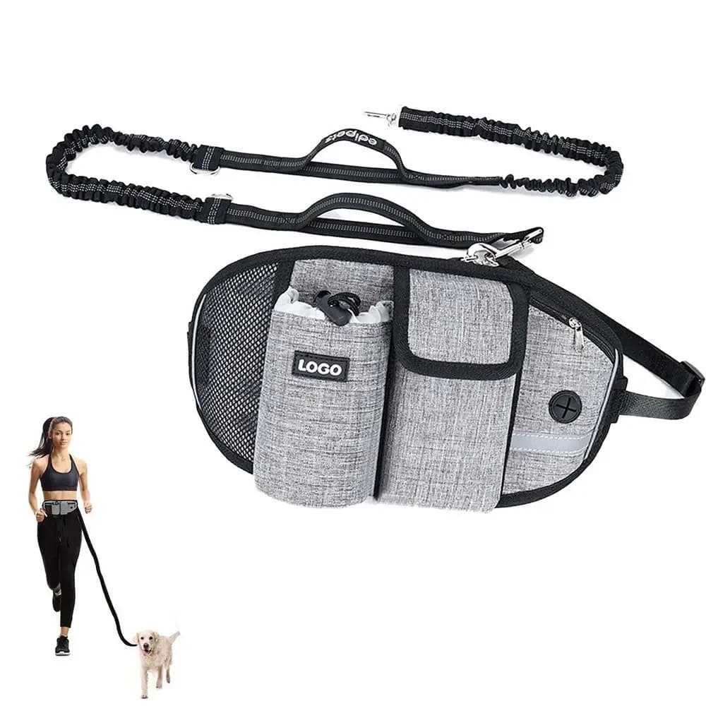 Set di Borsa da Allenamento, Porta Borraccia, Contenitori per Ciotole, Imbracatura per Cani da Corsa e Jogging, Guinzaglio, Collare per Animali Domestici, Cinghia di Trazione, Corda