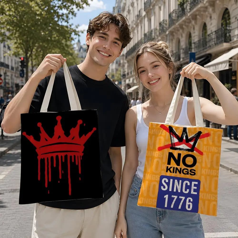 Art N-No K-Kings Storage Bags Reusable Canvas Tote Suitable for School Class Commuting Shopping as Gifts