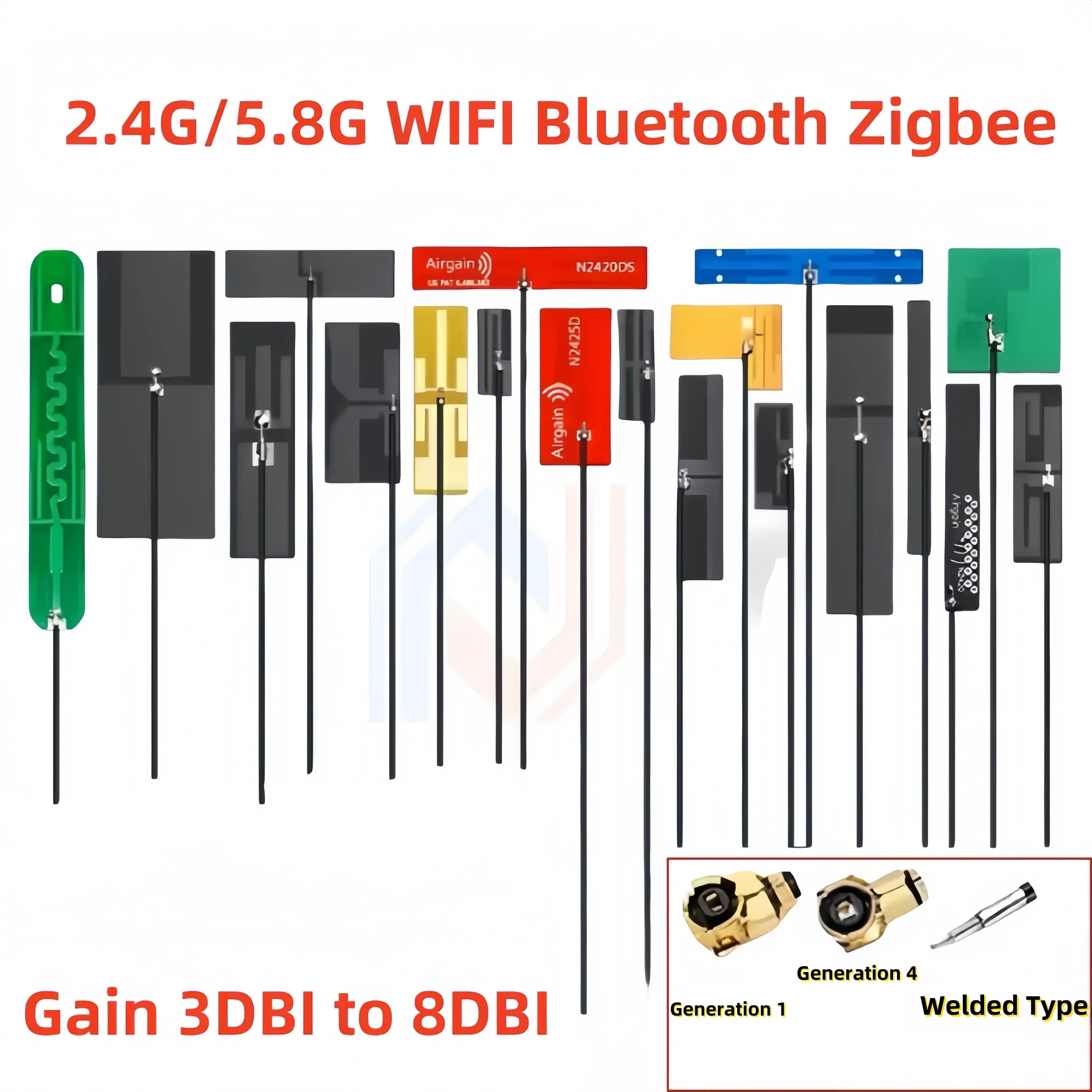 Set di 5 Antenne Patch PCB ad Alto Guadagno con Doppia Frequenza 2.4G 5G 5.8G e Scheda FPC Integrata per Wifi e Bluetooth