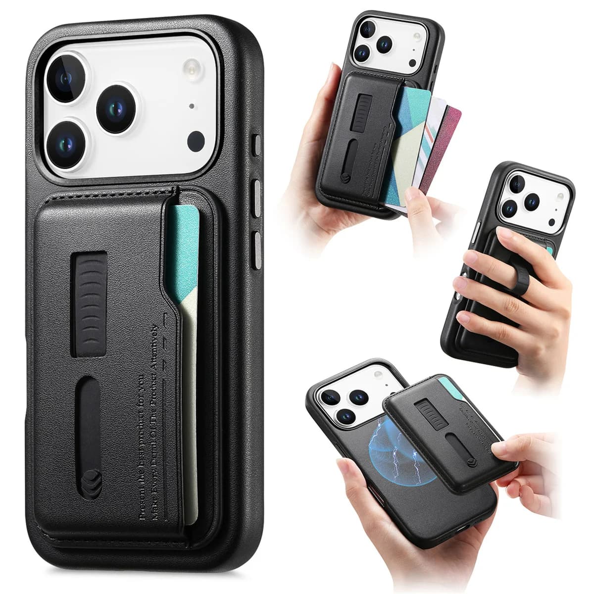 Per Magsafe Portafoglio in pelle magnetica Custodia per telefono di lusso per IPhone 17 Air 16E 16 15 14 13 12 Pro Max Porta carte Borsa Cover