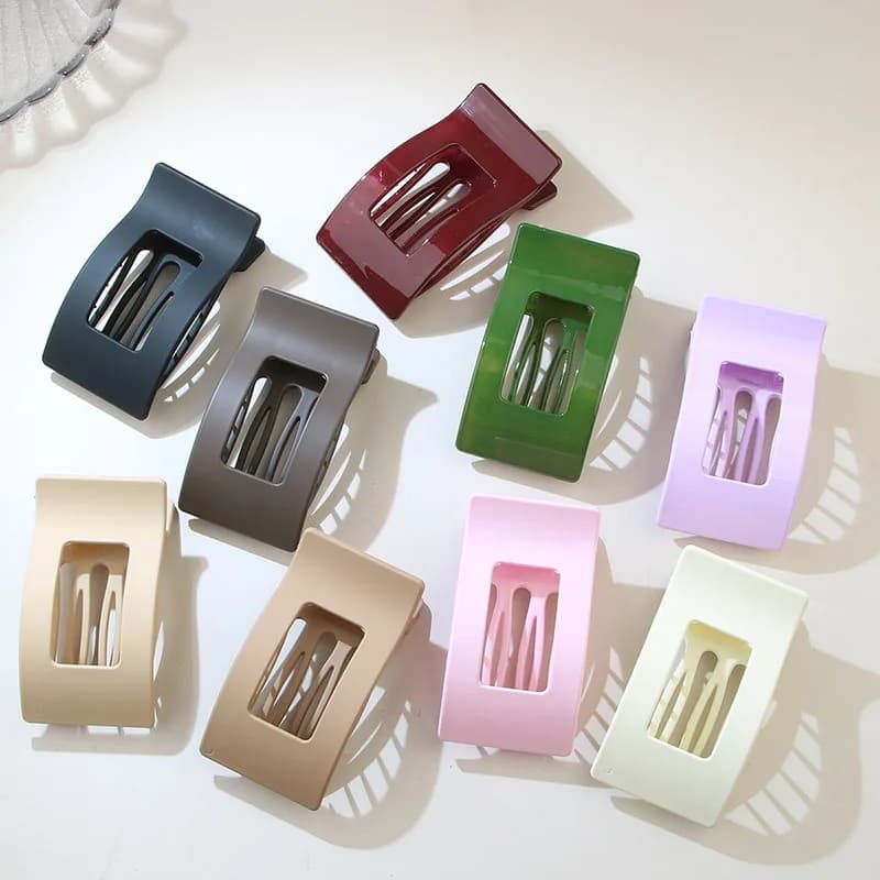 1Pcs Fashion Square Large Flat Hair Clips for Women Girls Claw Clips for Thick Hair Duckbill Leopard Print Clip Hair Accessories