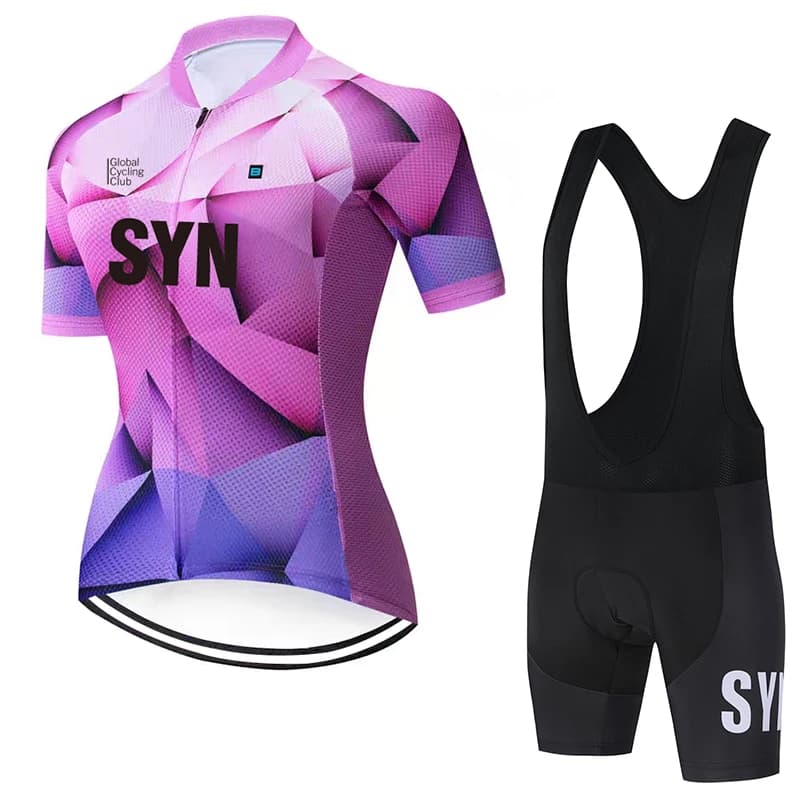 SYN set of summer cycling women's sportswear cycling on the road top short cycling shorts on the road cycling knit quick drying bib
