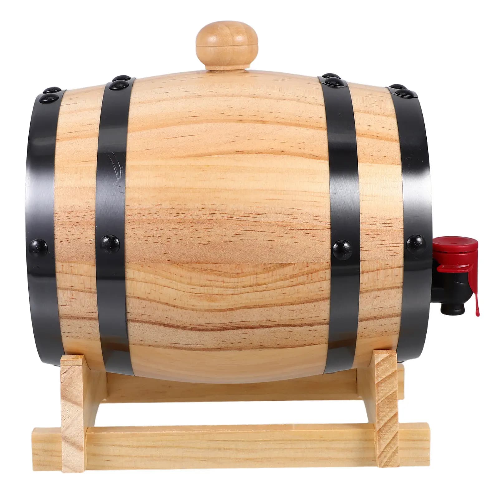 Mini Barile in Rovere da 1L con Rubinetto, Dispenser per Birra e Whisky, Contenitore in Legno per Vino Rosso, Decanter in Rovere per Bar e Ristoranti