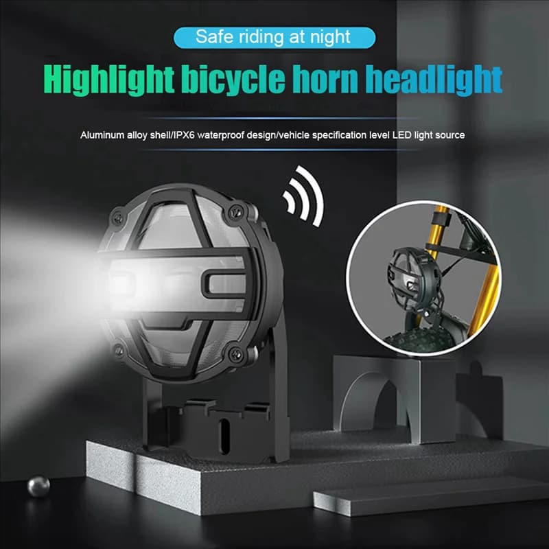 Faro per E-Bike CGDS-2X 36V 48V, Luce Anteriore per Bicicletta Elettrica con Clacson, Impermeabile in Lega di Alluminio