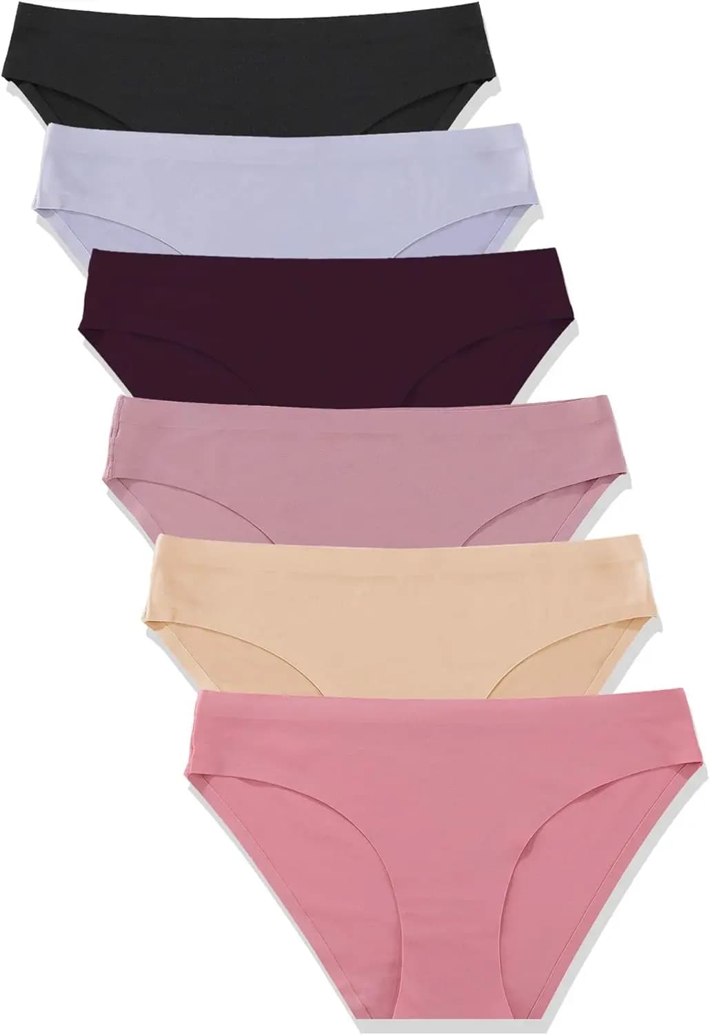 Confezione da 6 mutandine hipster senza cuciture da donna, mutandine invisibili, slip bikini morbidi ed elasticizzati