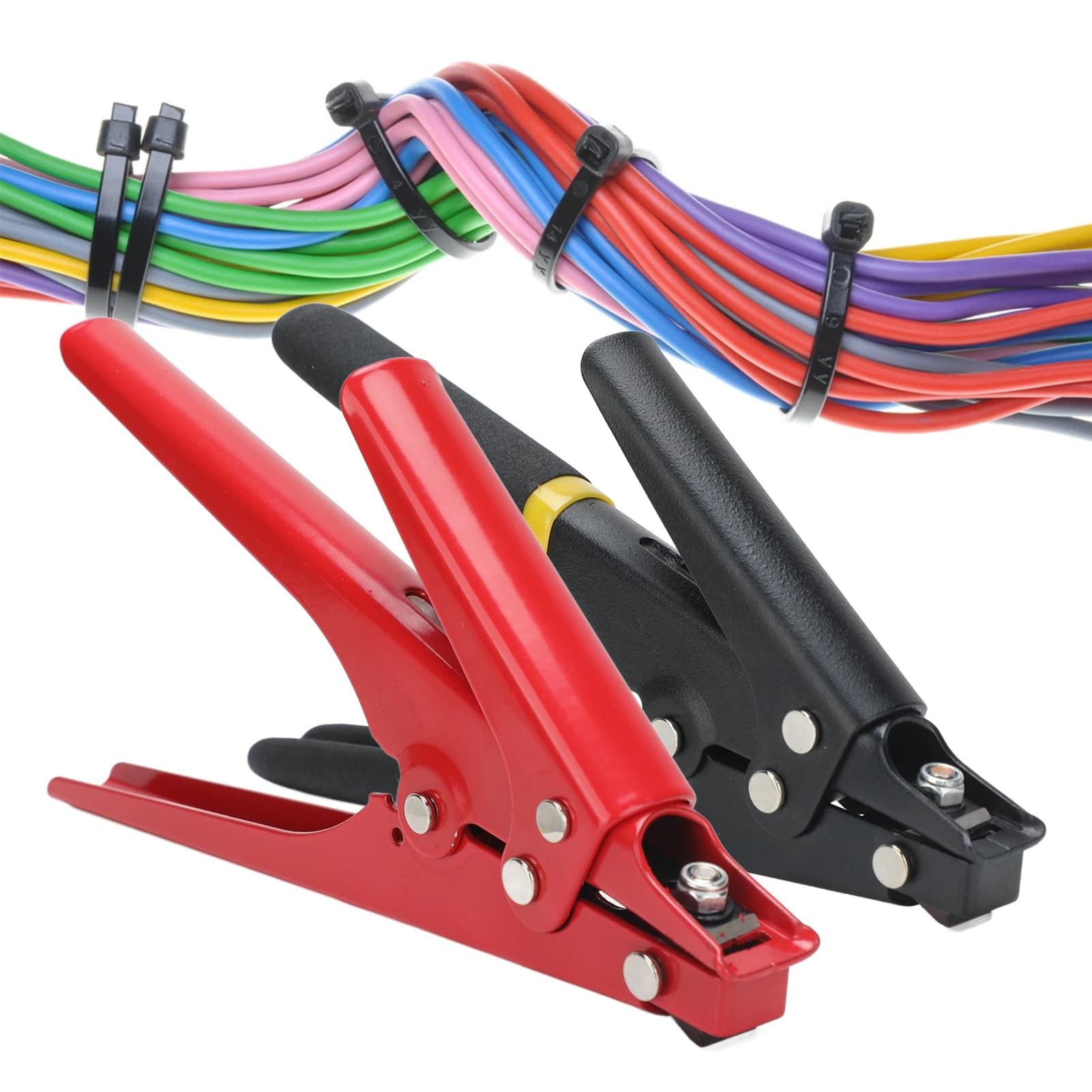 Strumento di fissaggio del cavo per legare Pistola per fascette con cerniera Pistola per fascette in nylon portatile Tensione regolabile Strumento di fissaggio e taglio per fascette con cerniera in plastica