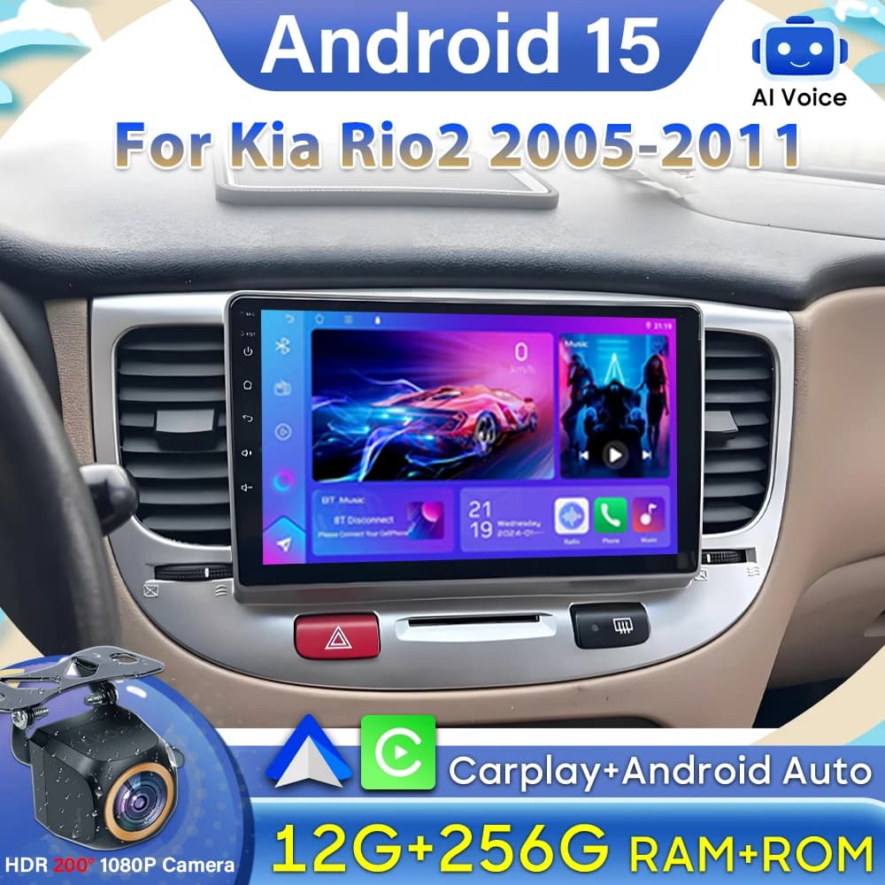 Android Auto Per Kia Rio 2 2005-2011 Video Autoradio Carplay Navigazione GPS GPS Monitor Per Auto Bluetooth DVD Autoradio DSP Stereo