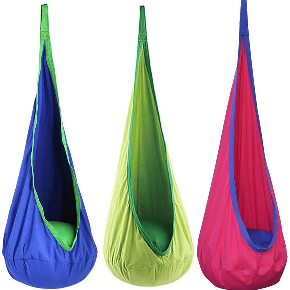 New hanging chair for children, portable swing bed for parachute fabric, inner courtyard model with hanging chair with inflatable cushion