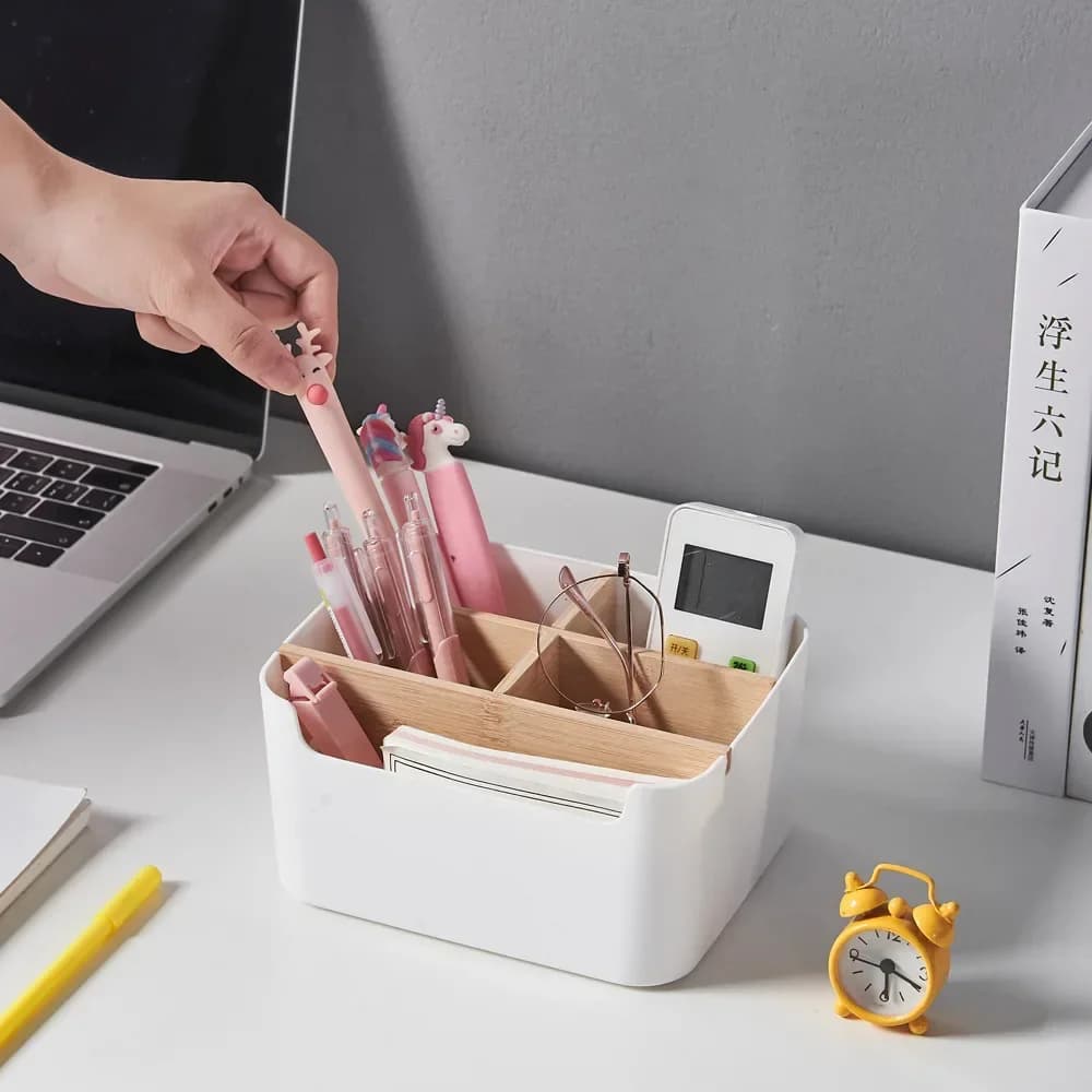 Organizer per telecomando staccabile Supporto per telecomando TV per tavolo Scatola portaoggetti da tavolo multiuso Organizzatore per soggiorno camera da letto