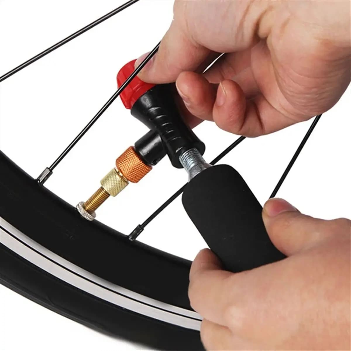 T34C Bicycle Air Pump Valve Head Inflator Adapter CO2 Gas Pump Head Fast Inflatable Bike Inflator Head for Presta Schrader
