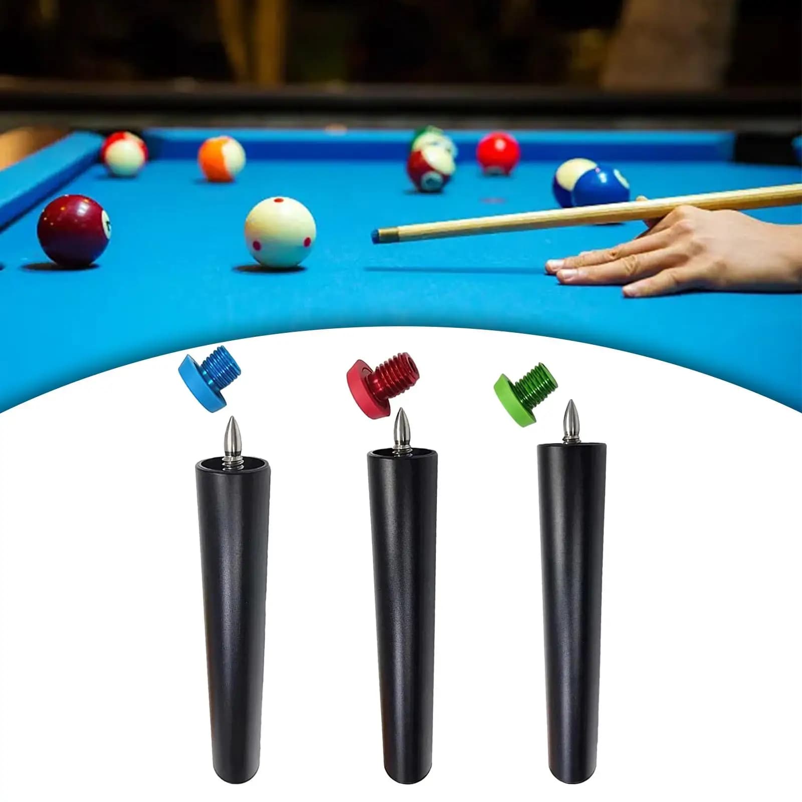 Pool Cue Extender Billiards Pool Cue Extension Compact Strong with Bumper for