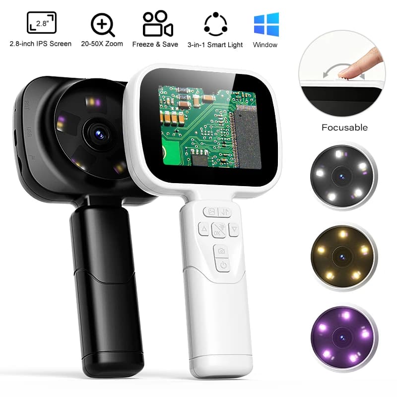 2.8 ''IPS Screen Microscope With HD Camera Handheld Magnifying Glass 100xPortable Digital Magnifier for Electronics Repair Check