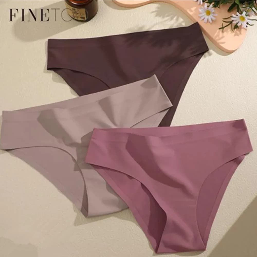 Seamless Panties for Women Sexy Ice Silk Underwear Soild Briefs Low Waist Comfortable Invisible Lingerie Intimates