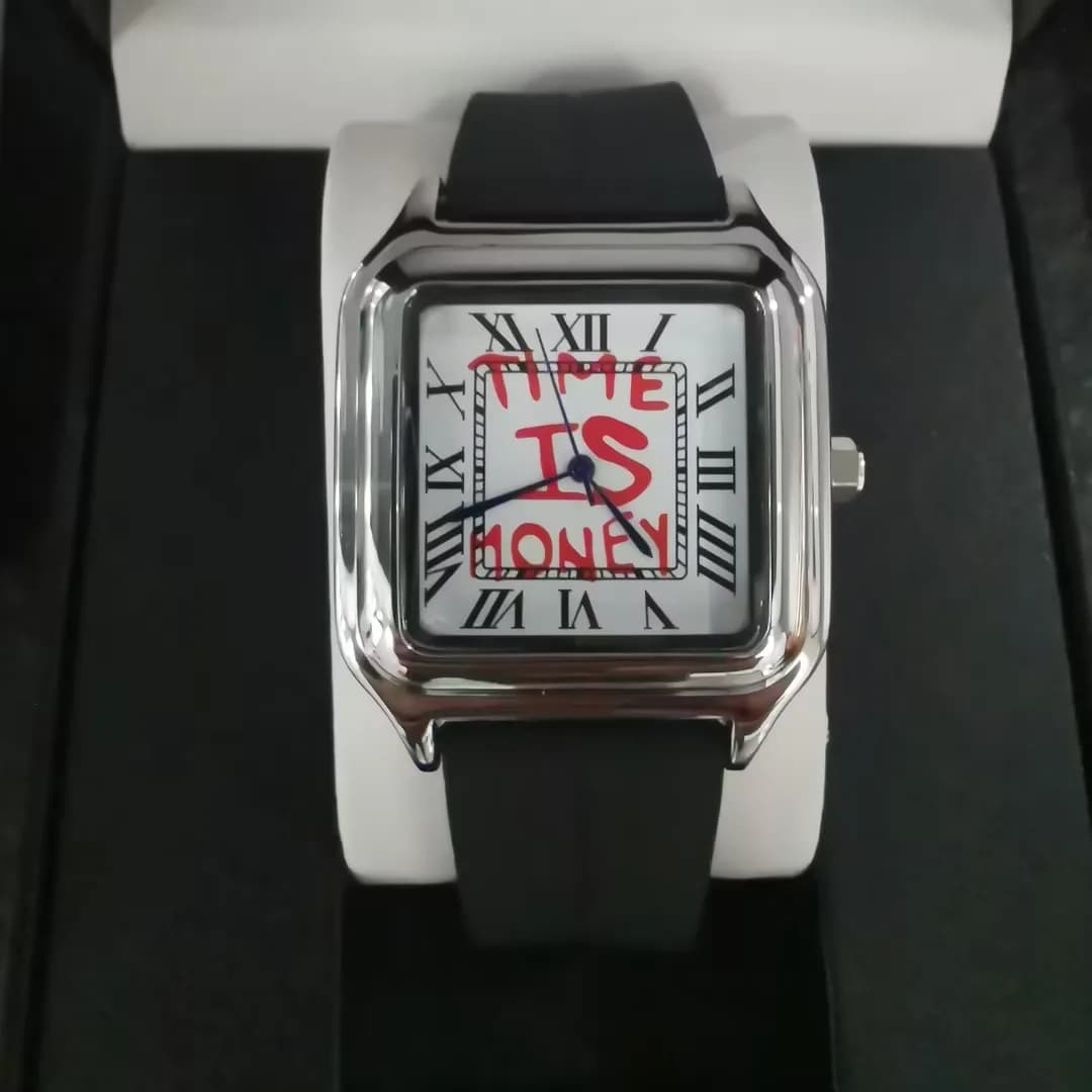 TIME IS MONEY Men's Waterproof Luxury Business Quartz Watch Stainless Steel Alloy Square Dial with Silicone Strap