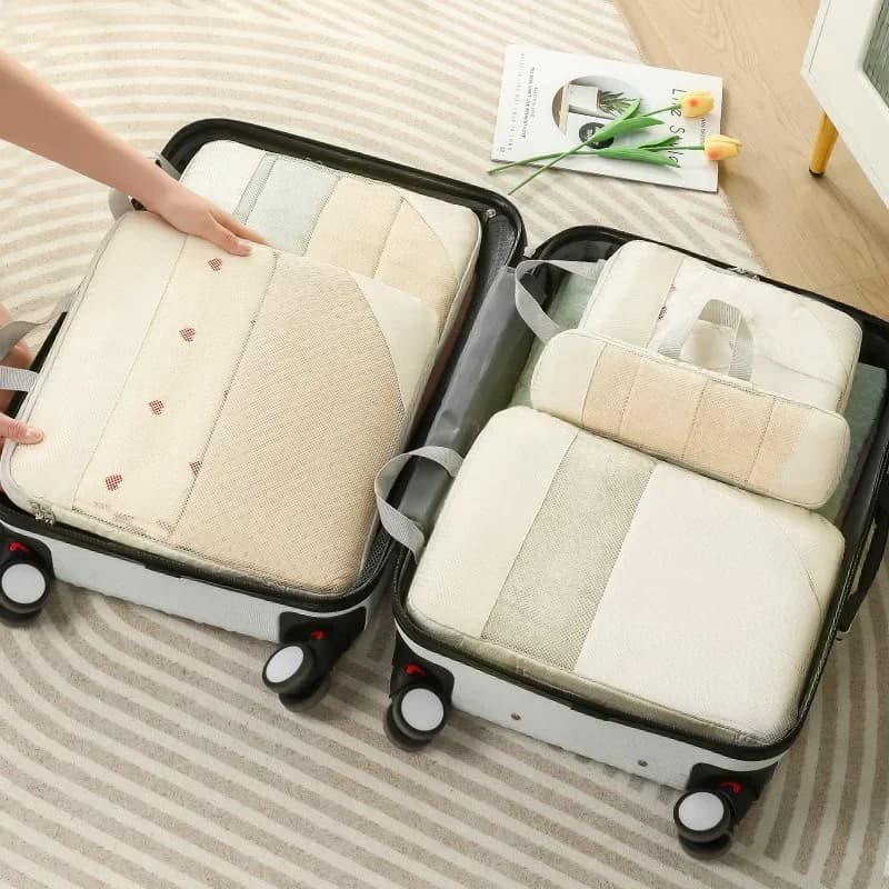 A must-have for great value home travel 5-Piece Mesh Compression Packing Cubes Set - Organize Clothes