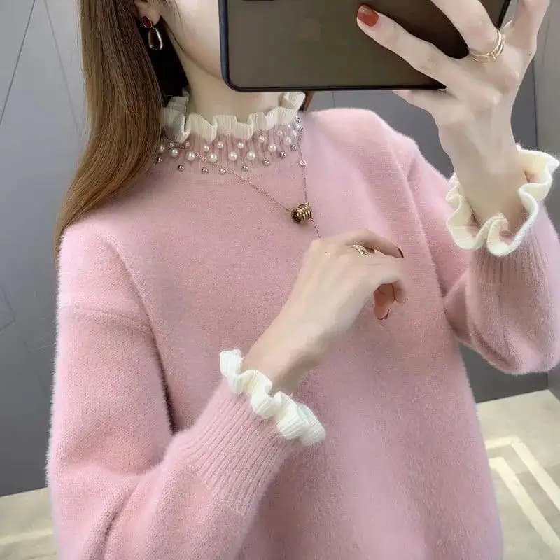 2026 Autunno Inverno Spessore Maglione Delle Donne Lavorato A Maglia A Coste Pullover Maglione A Maniche Lunghe Fasion Sottile Maglione Morbido Caldo Pull Femme