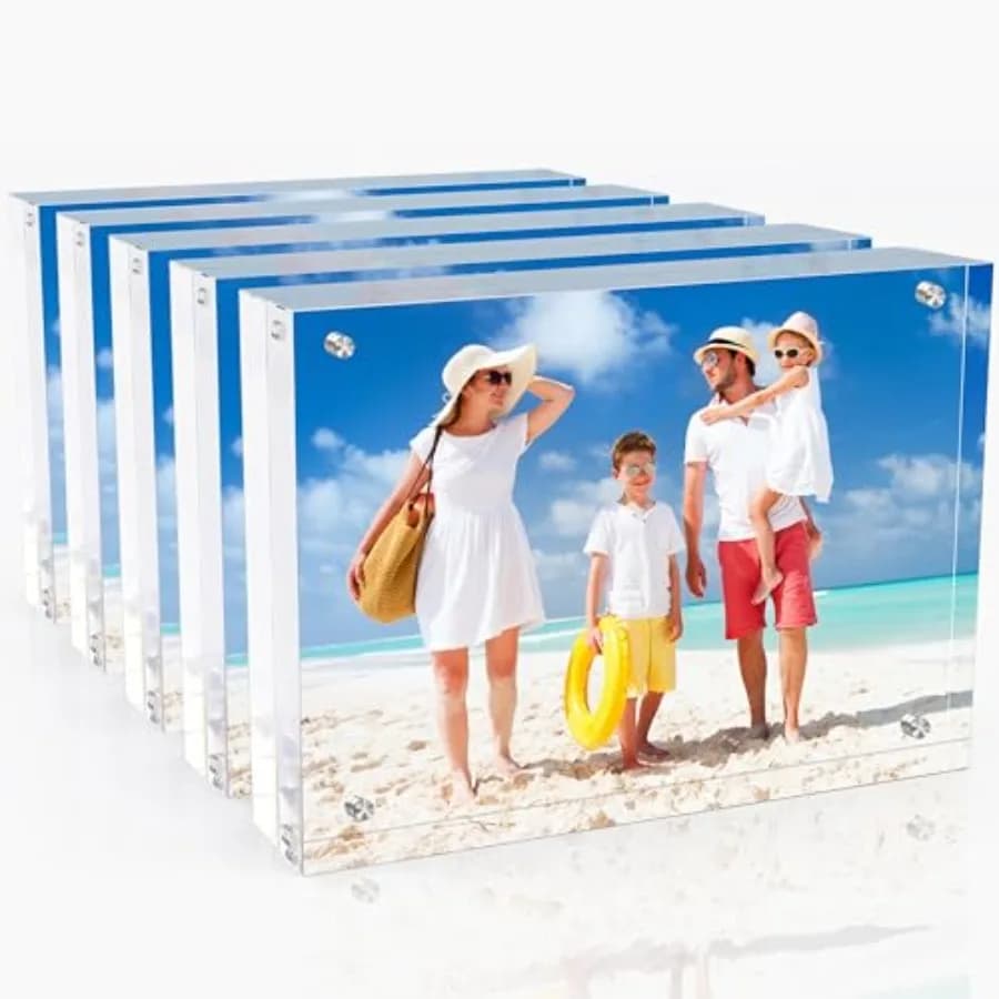 5x7 Inch Acrylic Picture Frames 5 Pack, Double Sided Magnetic Photo Frames, Free Standing on Desk or Table Clear Picture Frames