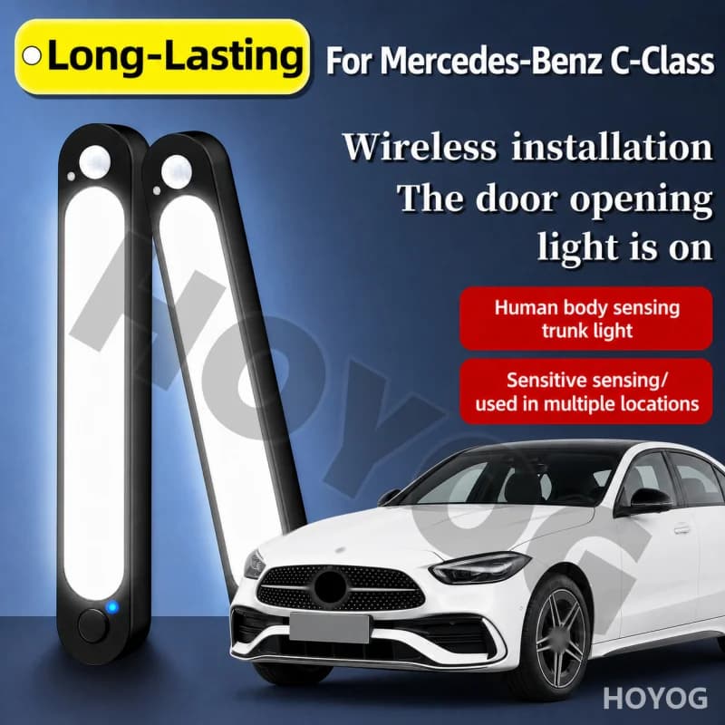 For Mercedes-Benz C-Class 1993-2026 Car Trunk Light LED Lamp Motion Sensor Magnetic USB Rechargeable Boot Cargo Light Sedan