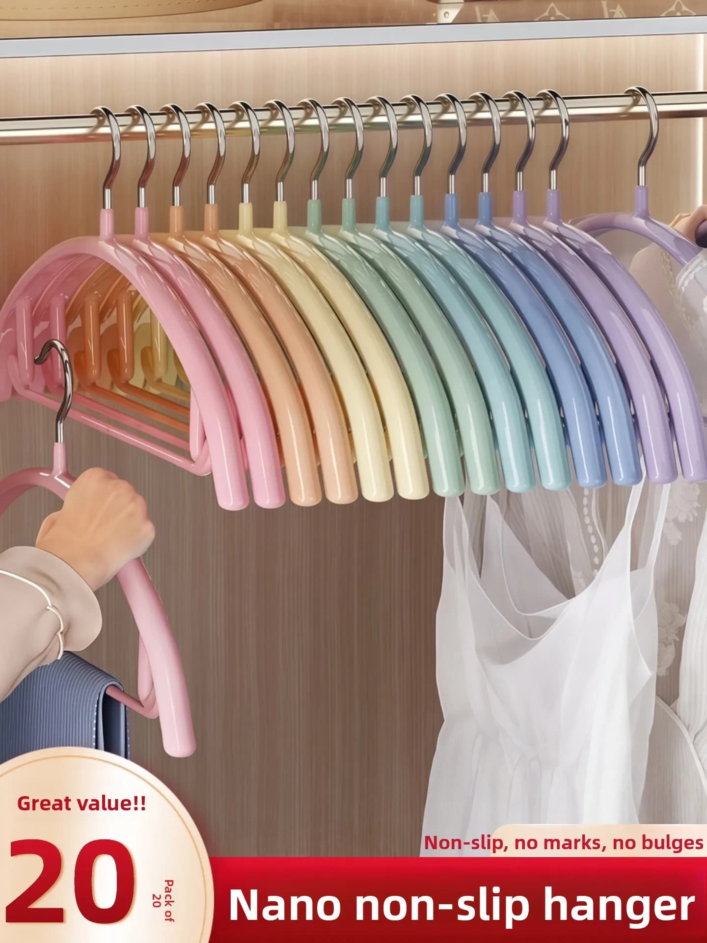 New Stainless Steel Hanger 2025 for Home Use, Without Tracks, Anti-Slip, Anti-Deformation, Simple Design and Silk Reinforced