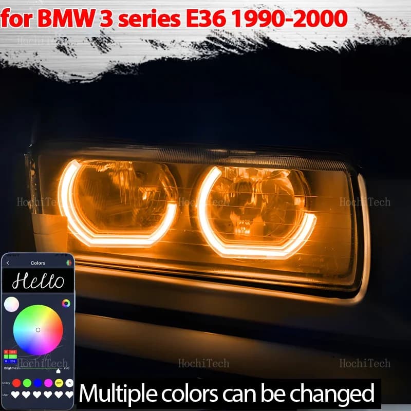 DTM RGB Anello Angel Eyes Telefono APP di controllo LED Anello faro per BMW Serie 3 E36 1990-2000 316i 318i 318is 320i 323i 325i 328i