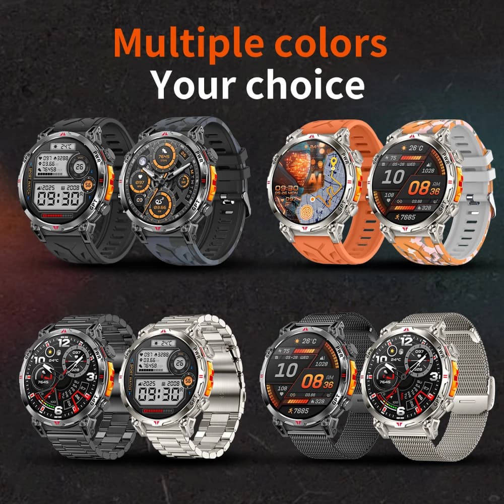 Smartwatch Yoate per uomo e donna - Diversi colori, schermo HD da 1,85 pollici, chiamata Bluetooth, frequenza cardiaca, ossigeno nel sangue, oltre 100 sport