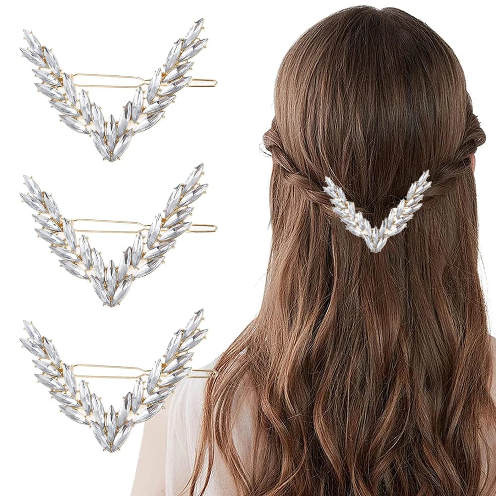 Fermagli per capelli geometrici a forma di V Forcina per capelli con strass dorati Accessori per capelli da sposa lucidi per copricapo da sposa per donne e ragazze
