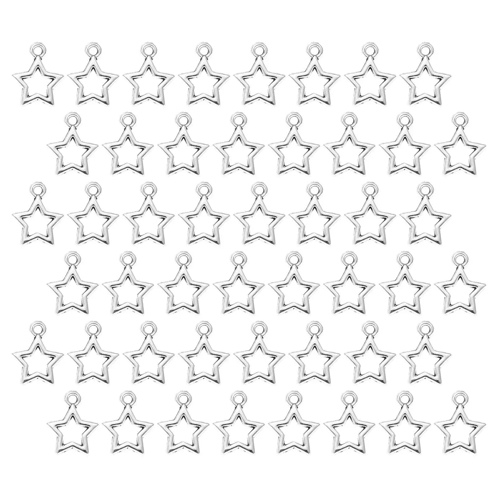 100 Pezzi Ciondoli a Stella Mini in Metallo Argento, Pendenti a Stella Vuota per Creazione Gioielli Fai da Te, Braccialetti, Collane, Portachiavi, Orecchini e Forniture