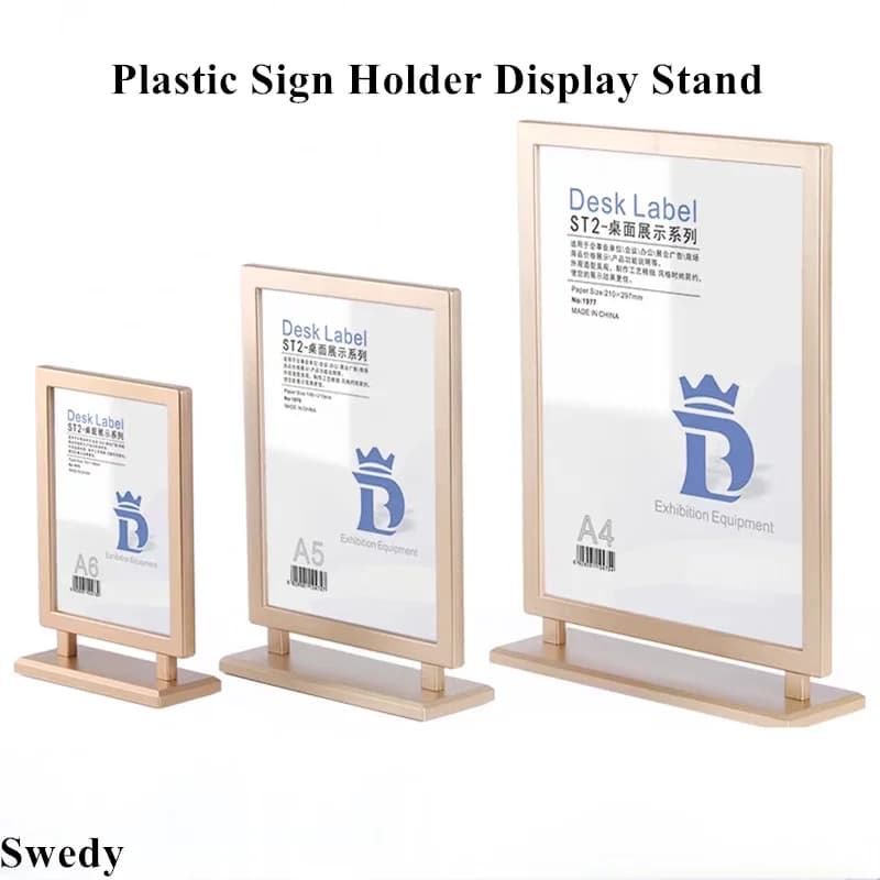 Set di 5 Porta-Cartelli in Plastica A5 148x210mm, Espositore da Tavolo Bifacciale per Foto di Matrimonio, Menu, Etichette Prezzi
