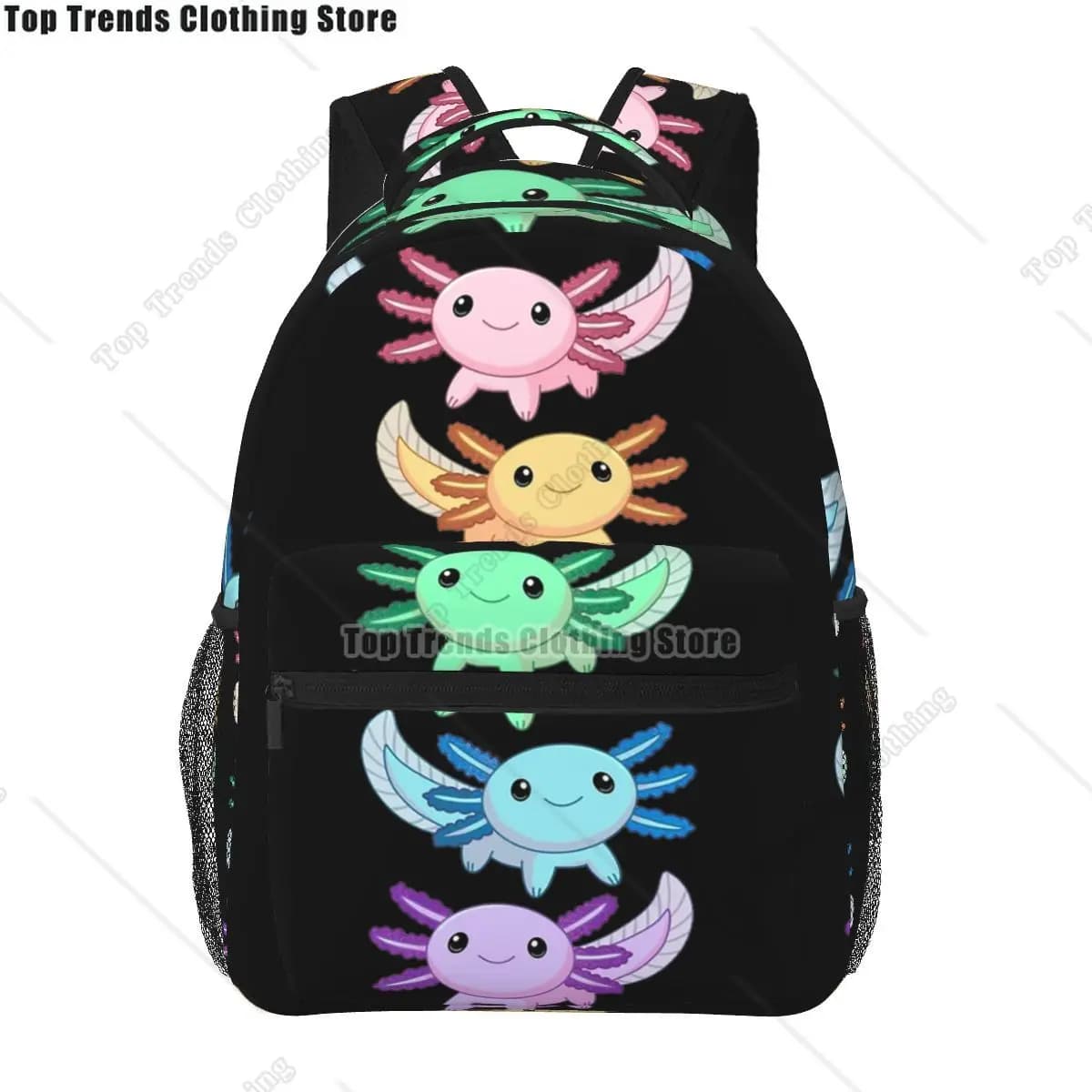 Rainbow Axolotl Backpacks Boys Girls Bookbag Children School Bags Cartoon Travel Rucksack Shoulder Bag Large Capacity