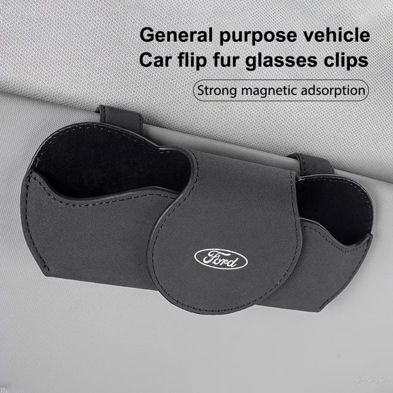 Car Sunglasses Holder Clip Car Sun Visor Glasses Convenient Storage Flip Organizer For Ford Mustang Fiesta Focus Mondeo Sticker