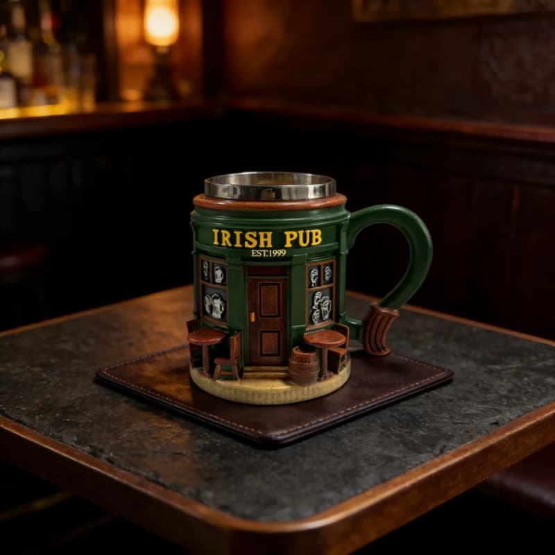Boccale da Birra Design Irish Pub EST 1999, Isolato con Rivestimento in Acciaio Inossidabile