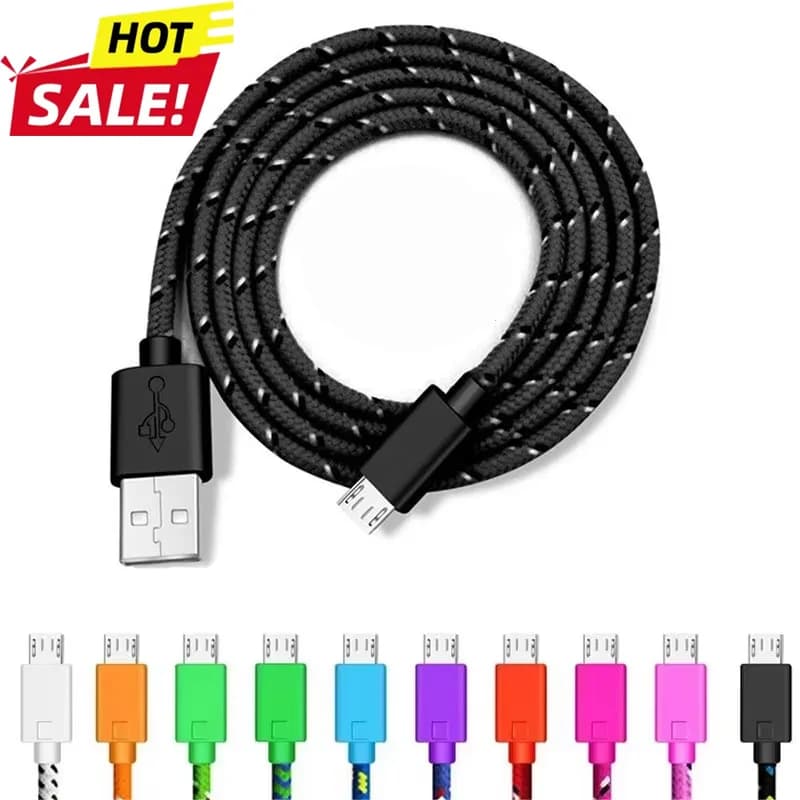 Cavo Micro USB intrecciato in nylon da 1 m, cavo di sincronizzazione dati e ricarica USB per Samsung, HTC, LG, Huawei, Xiaomi, telefoni Android. Consegna veloce 4-6 giorni Arrivo