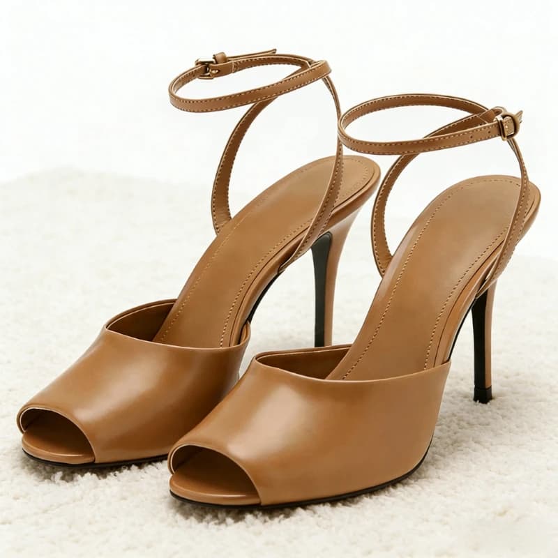 Women's Sexy Sandals with Heel and Open Toe, Comfortable with Adjustable Shoulder Strap, Fashion Signed Shoes with Spilled Heel for Evening Dresses