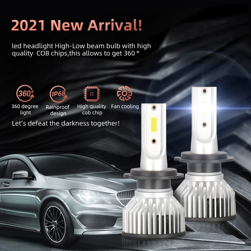 2PCS 20000LM High intensity 3570 Chips Auto Head Lamps 6000K H7 Car LED Headlight Bulbs DC12V-24V