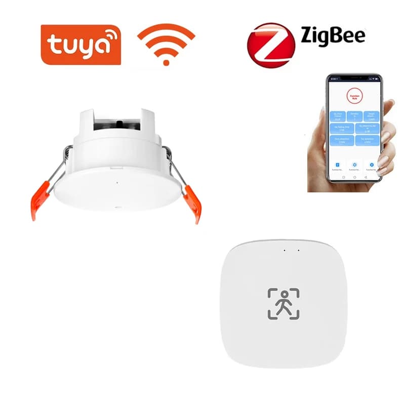 Sensore di Presenza Intelligente Tuya WiFi Zigbee con Rilevamento di Illuminazione/Distanza/Movimento, Sensore di Movimento a Microonde, Radar a Onde Millimetriche
