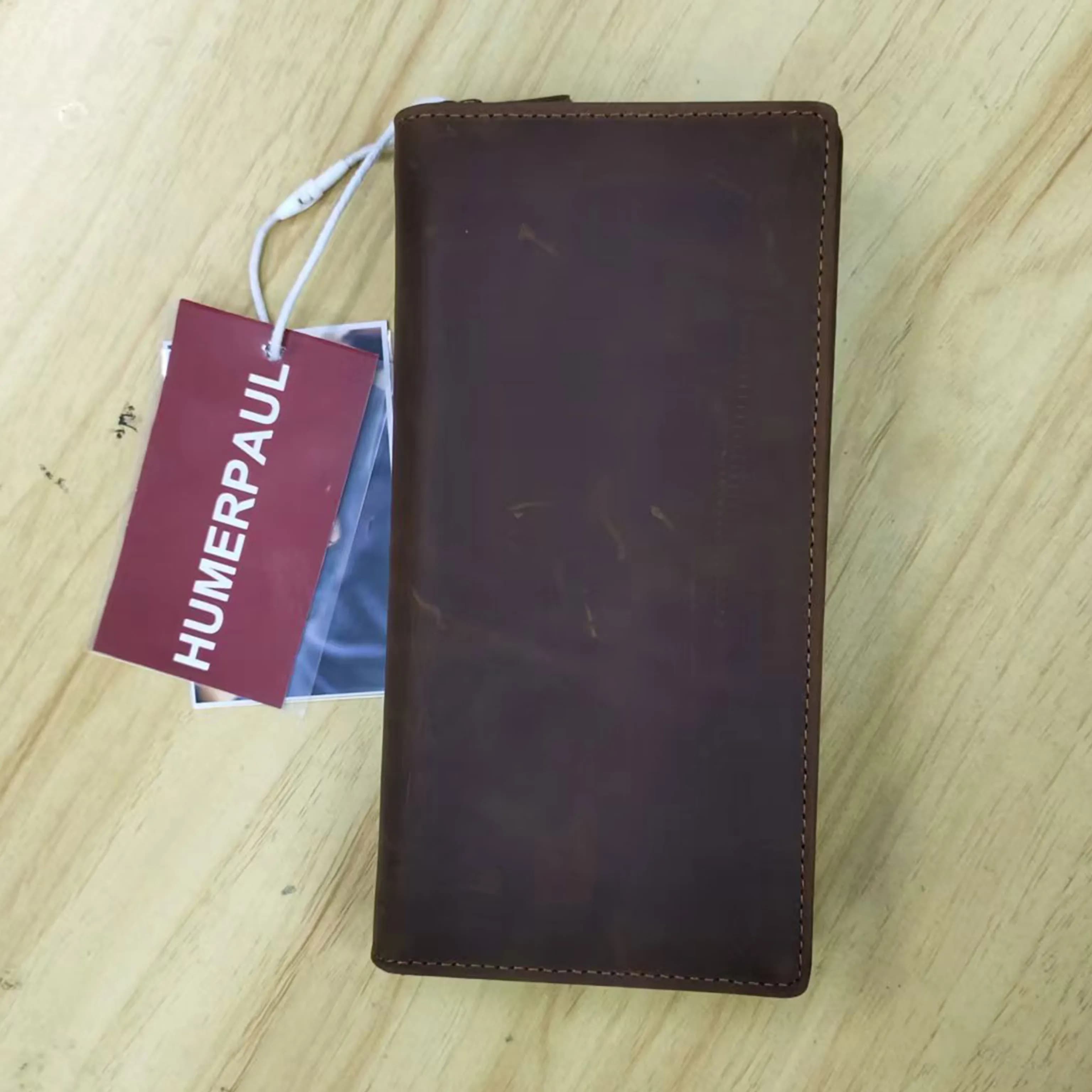 HUMERPAUL Portafoglio da uomo Porta carte di chiamata in vera pelle Porta biglietti da visita con blocco RFID Borsa per soldi lunga organizzatore