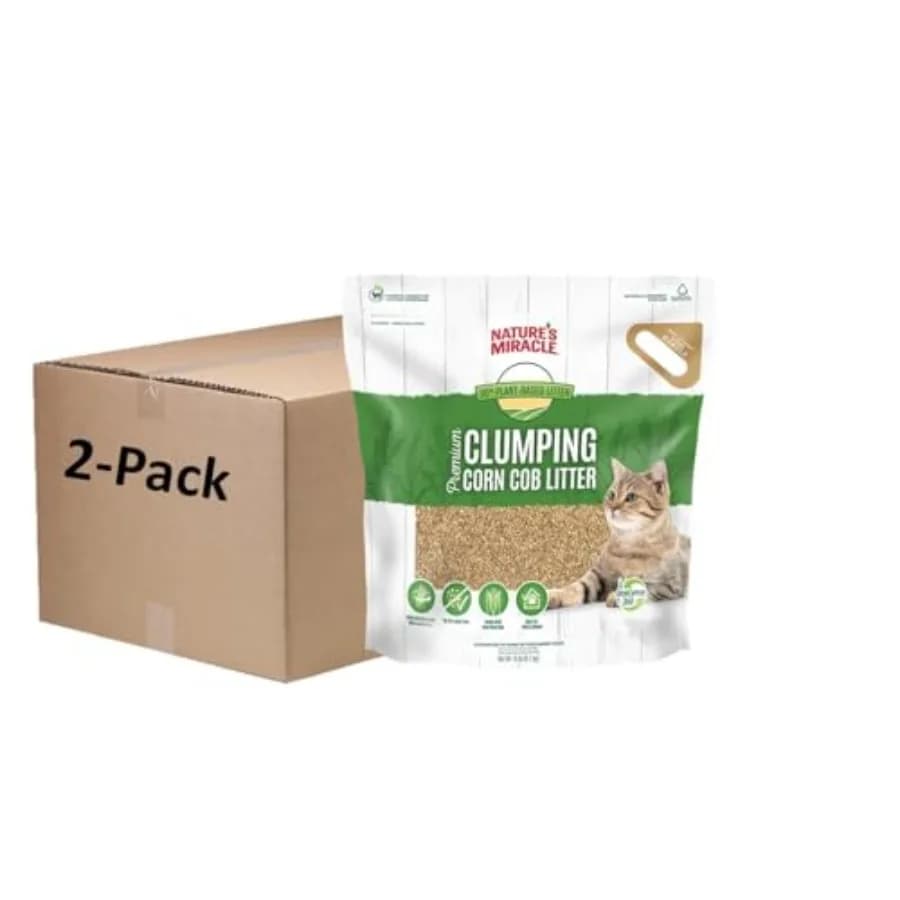 Lettiera Premium Agglomerante per Gatti in Pannocchie di Mais, Formula Bio-Enzimatica Anti-Odore, Senza Polvere, 18 libbre, Confezione da 2