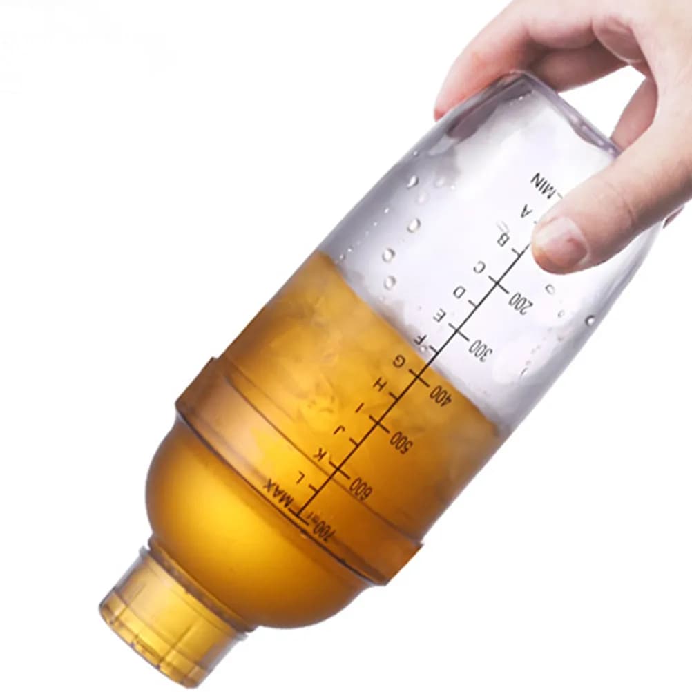 4Pcs Cocktail Shaker Set Transparent Plastic Bar Drink Hand Shakers Scale Printed Leak Proof Mixer Frosted Nonslip Shaker Cups