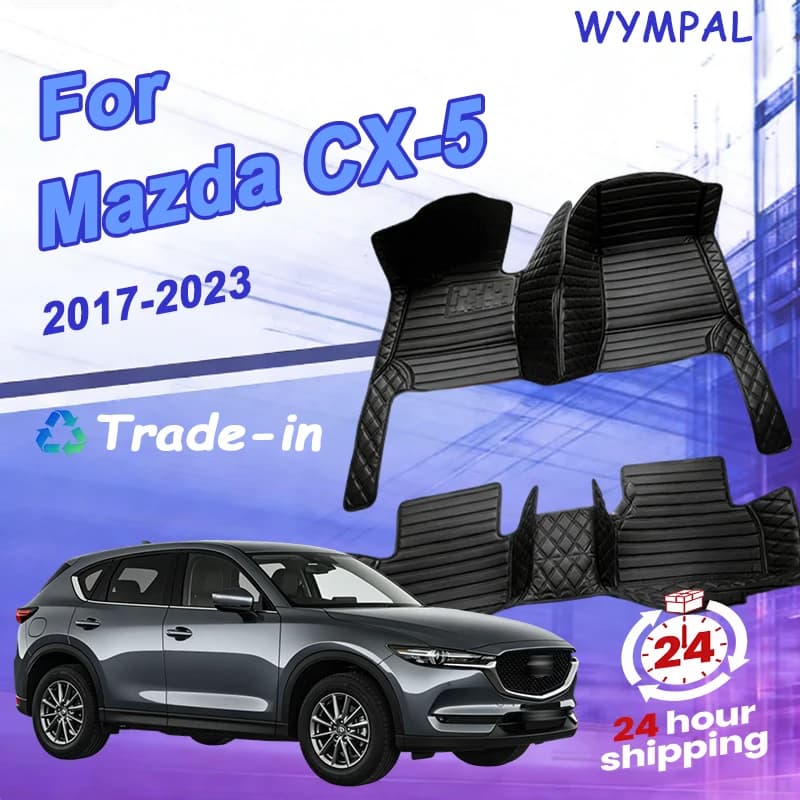 Luxury Car Mats for Mazda CX-5 CX5 KF 2017 ~ 2023 Leather Car Mats Complete Set Interior Car Parts Car Accessories Pad