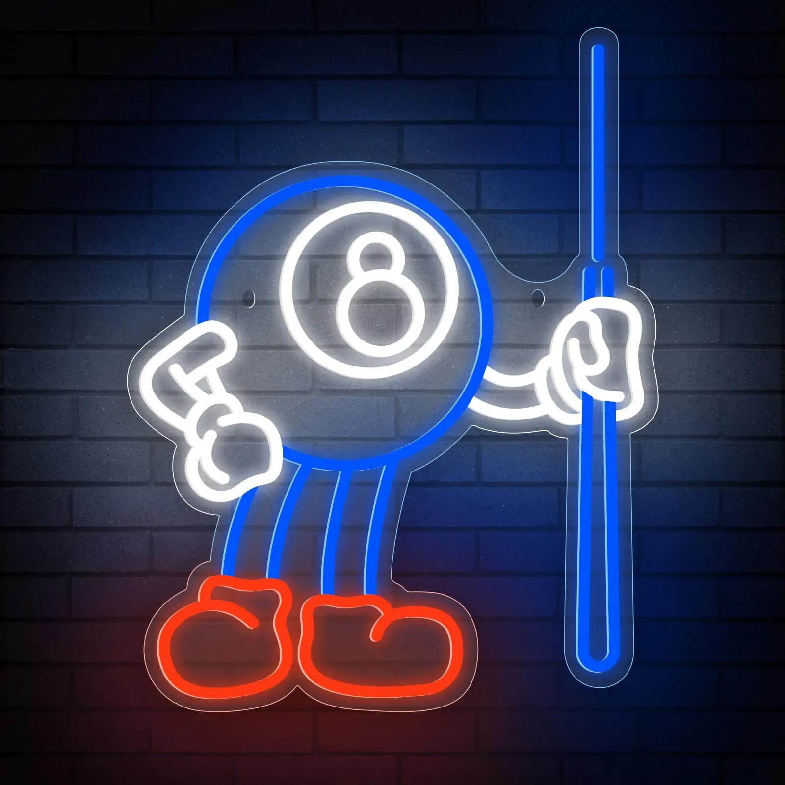 USB carino biliardo decorazione lampada da parete dimmerabile insegna luminosa al neon per biliardo club bar discoteca arredamento regalo per gli appassionati di biliardo