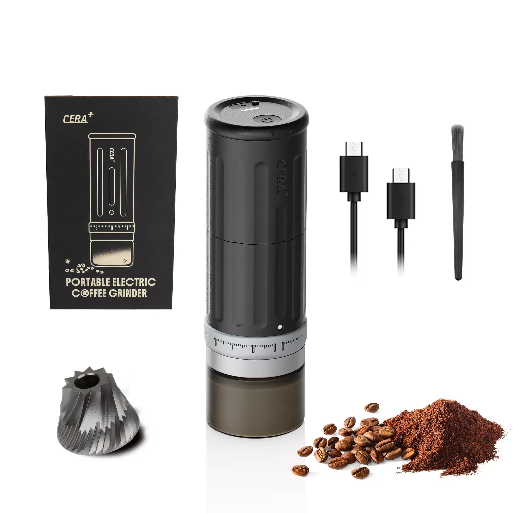 CGE03 Portable Rechargeable Electric Coffee Grinder Compact Bean Grinding Machine USB Charging Aluminum Alloy Body OEM Factory
