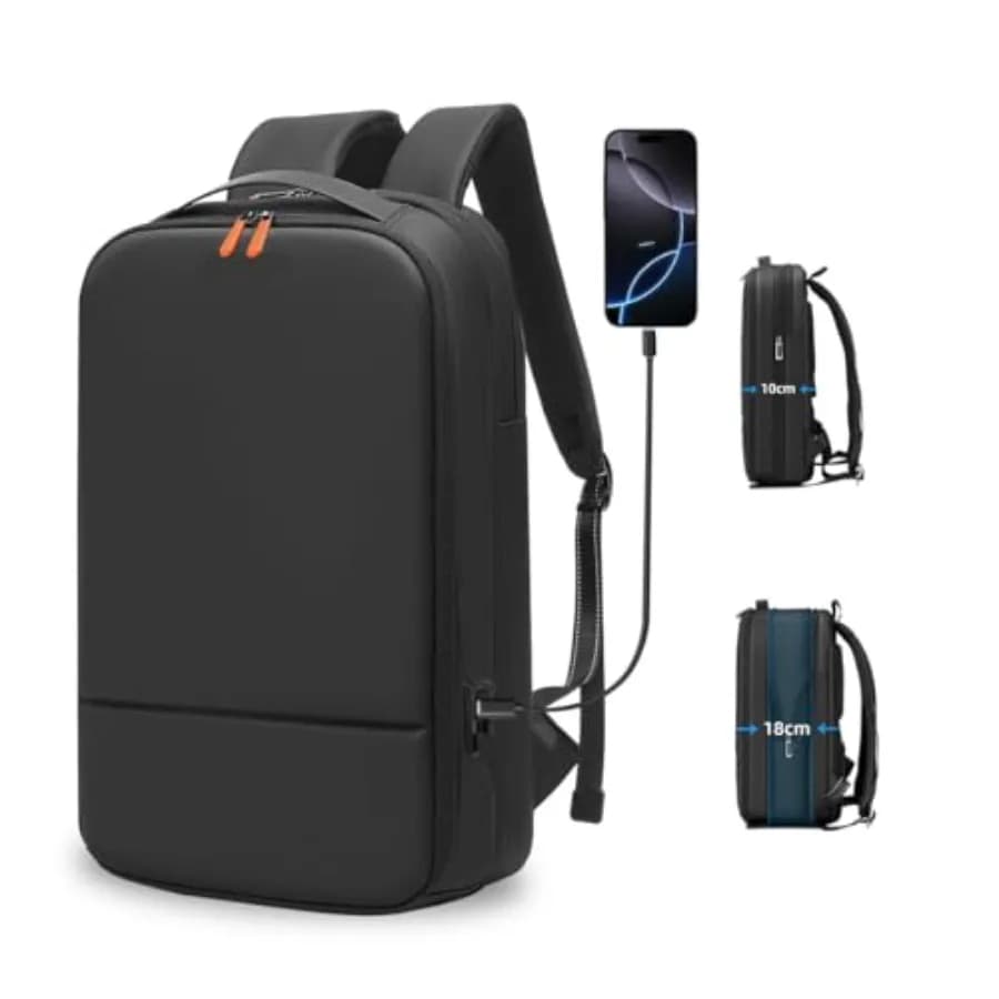 Zaino da lavoro per uomo Zaino per laptop sottile espandibile da 15,6 pollici con porta di ricarica USB Impermeabile antifurto professionale