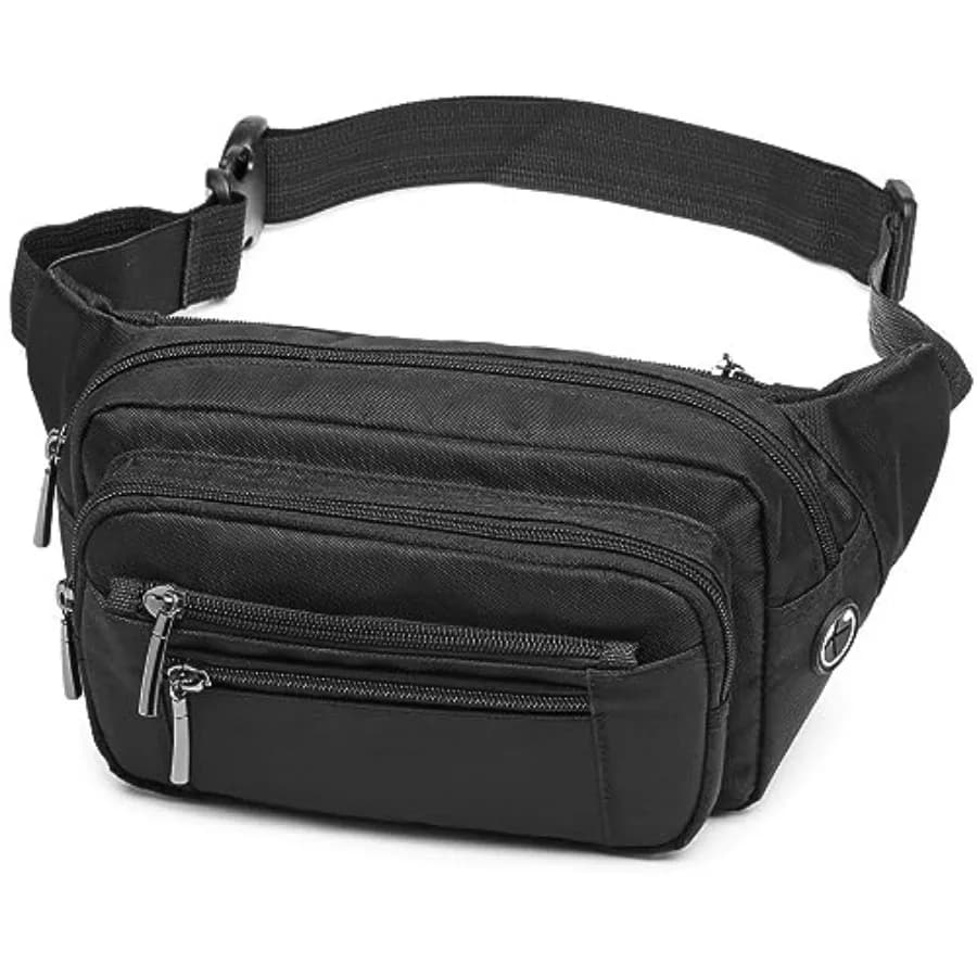 Fanny Packs for Women Men - 6 Pockets Large Crossbody Waist Bag with Adjustable Strap Belt Bag for Travel Running Hiking