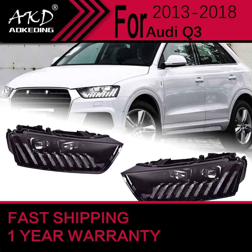 Luci per auto per Audi Q3 Faro a LED 2013-2018 Q3 Lampada frontale Drl Lente per proiettore Accessori automobilistici