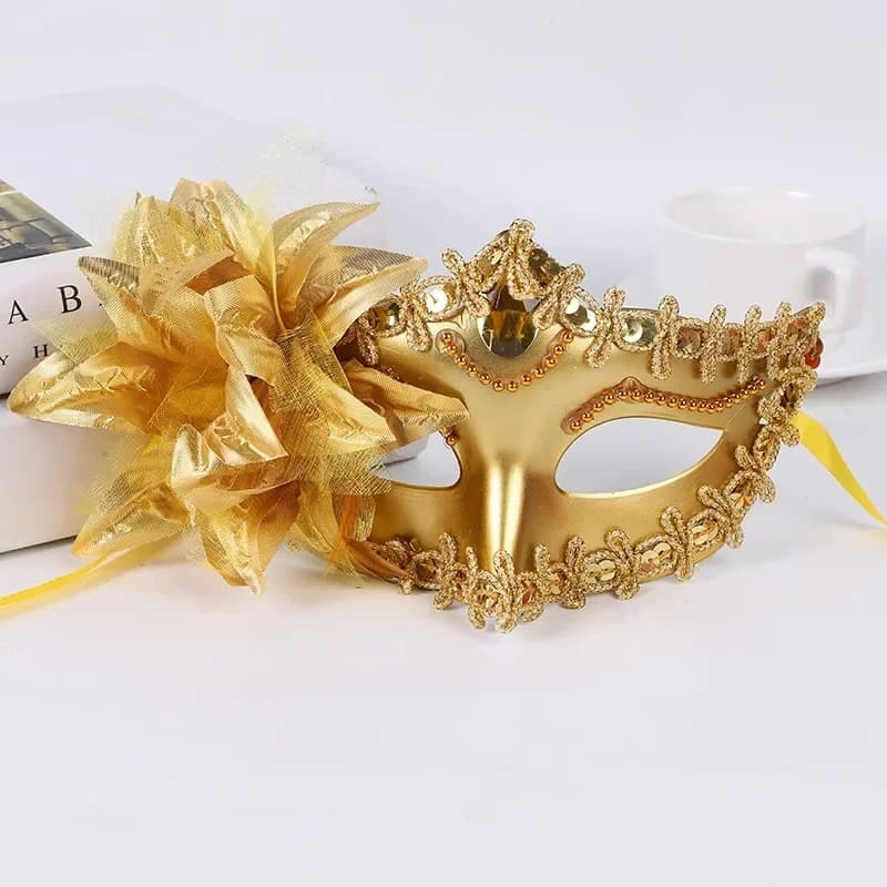 New Half Face Princess Mask for Halloween 2026, Giglio Flower Shape Dance Mask, Sexy Party Costume Accessories, Cosplay Matched Mask