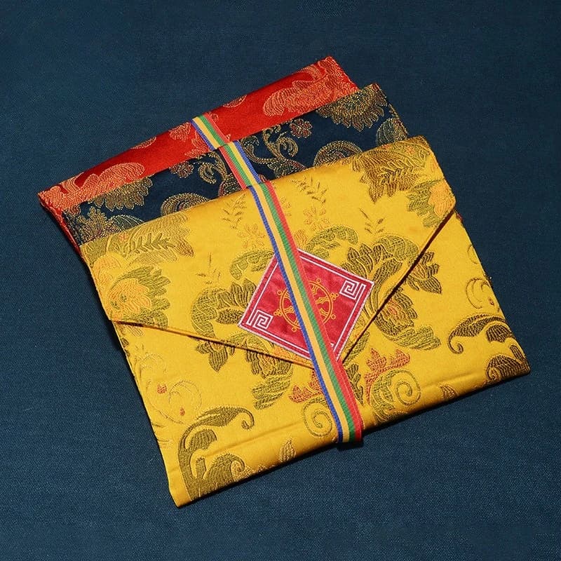 Handwritten Sutra Cloth Tibetan Bell Vajra Cushion Double Layer Thickened Storage Bag Book Cover